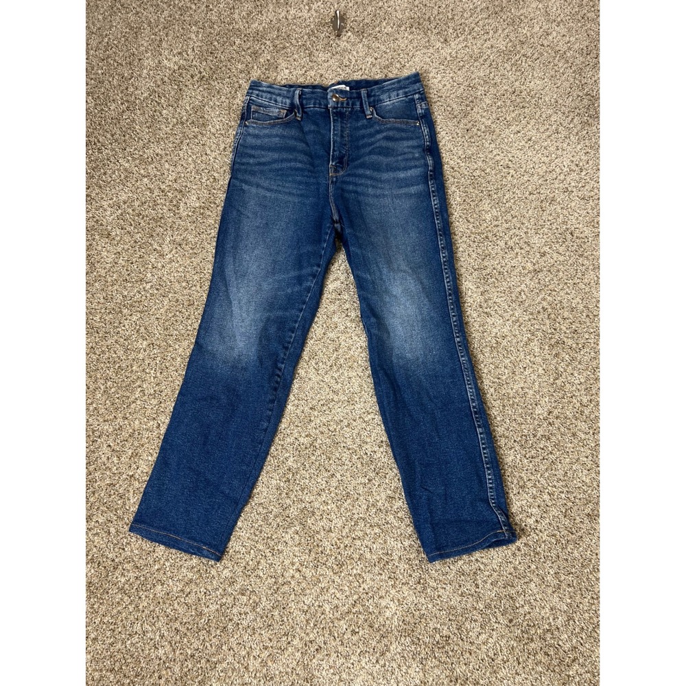 Good American Good Curve Straight Leg Jeans Blue High Rise 8/29